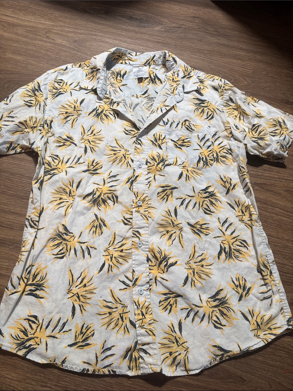 Local Motion Hawaii Men's Yellow light Blue Short-Sleeve Button-Up Shirt large